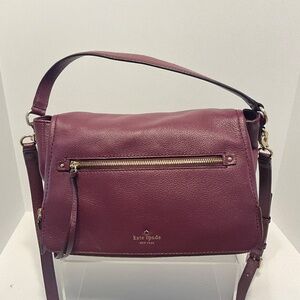 KATE SPADE EUC Cobble Hill Toddy Shoulder Bag Mulled Wine Pebbled Leather
